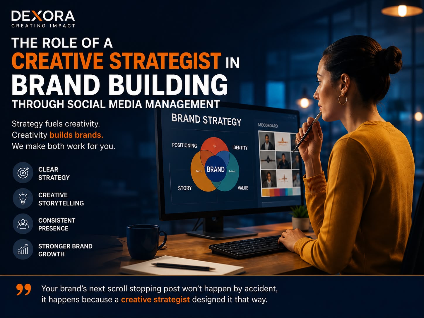 Creative strategist developing a social media brand strategy
